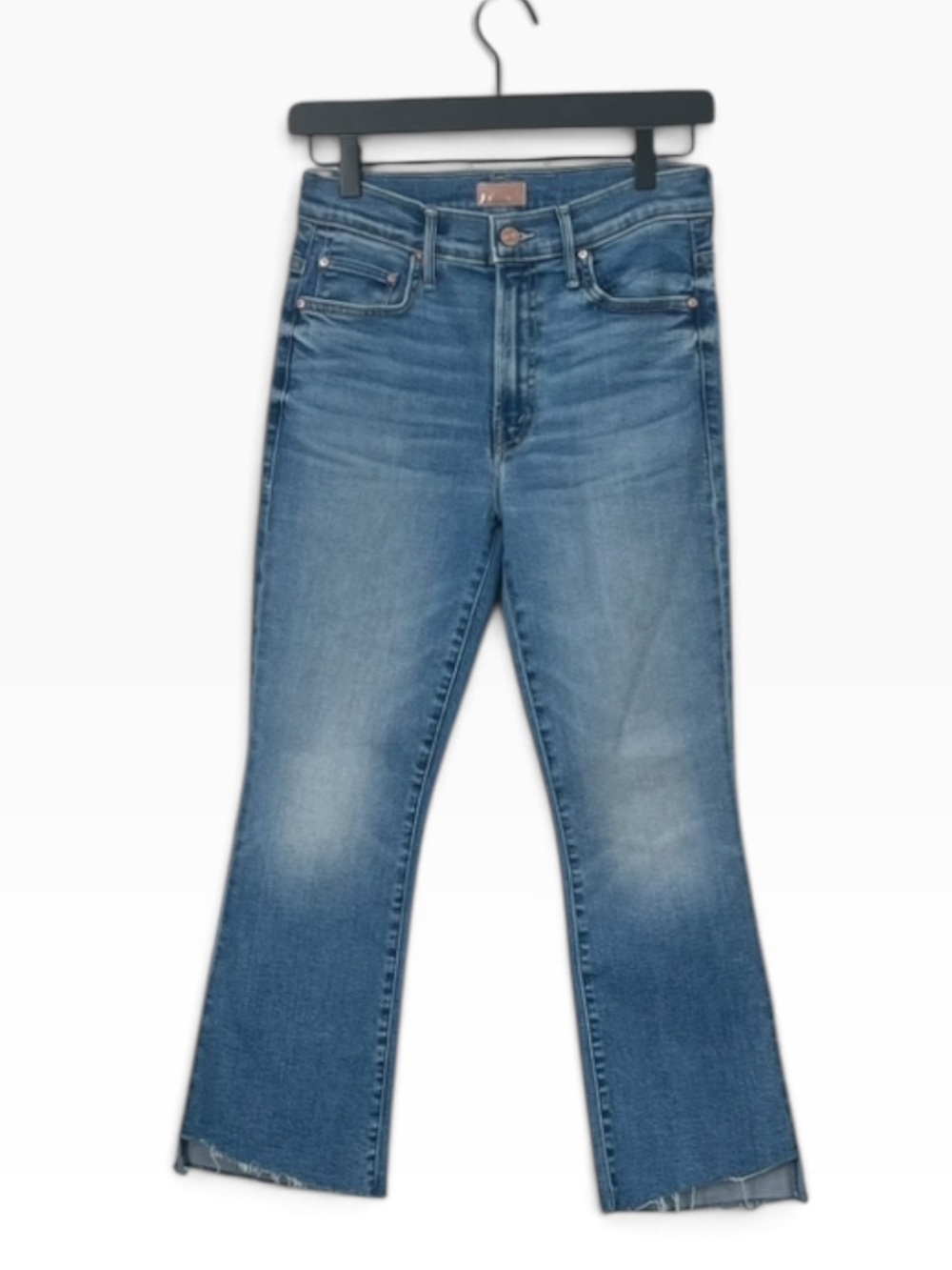 MOTHER Lil’ Insider Crop Step Fray Jeans Petite Out Of The Blue Size 27 - Picture 3 of 16